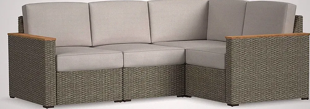 6801-40 Boca Raton 4 Outdoor Sectional Sofa Seating, Weatherproof Woven Wicker R
