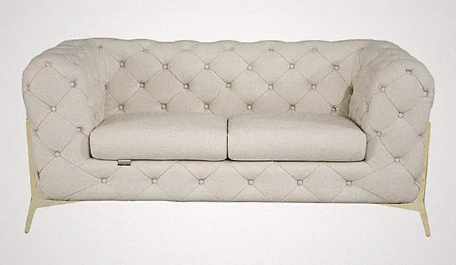 69 Beige And Gold Italian Leather Loveseat