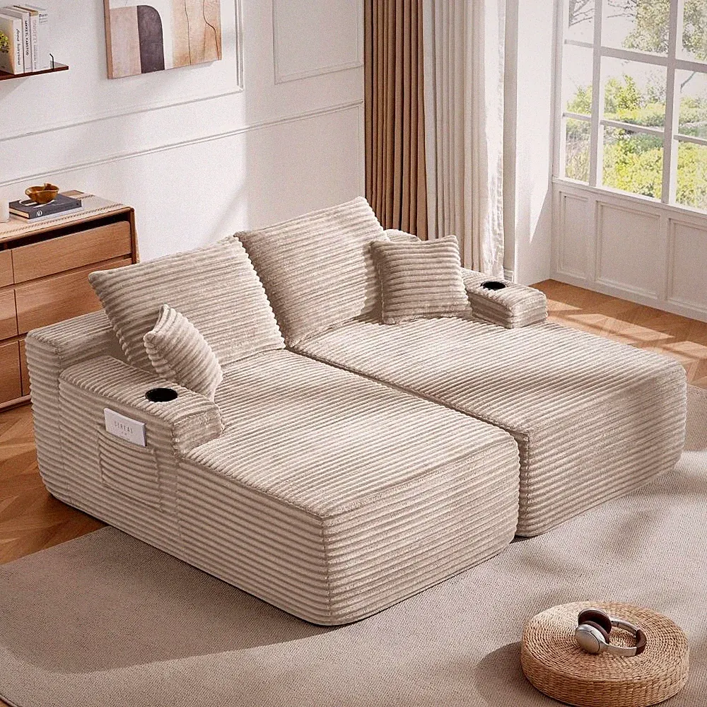 69"Cloud Sectional Couch, L-Shape Chaise with R-Shape Chaise with Deep Seat