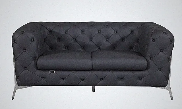 69 Gray And Silver Italian Leather Loveseat
