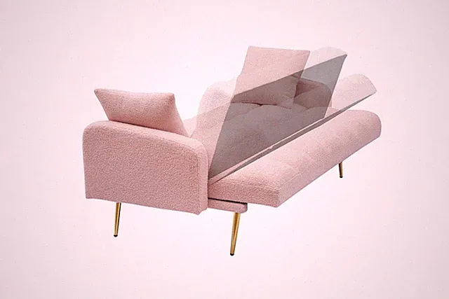 69 Inch Sofa Bed Pink with Adjustable Teddy Sofa for Small Space Living Room a