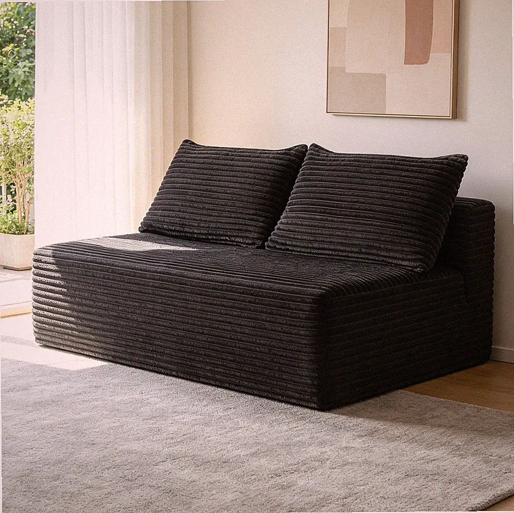 69" L-Shape Sectional Sofa with Double Chaise, Plush Fabric, Grey