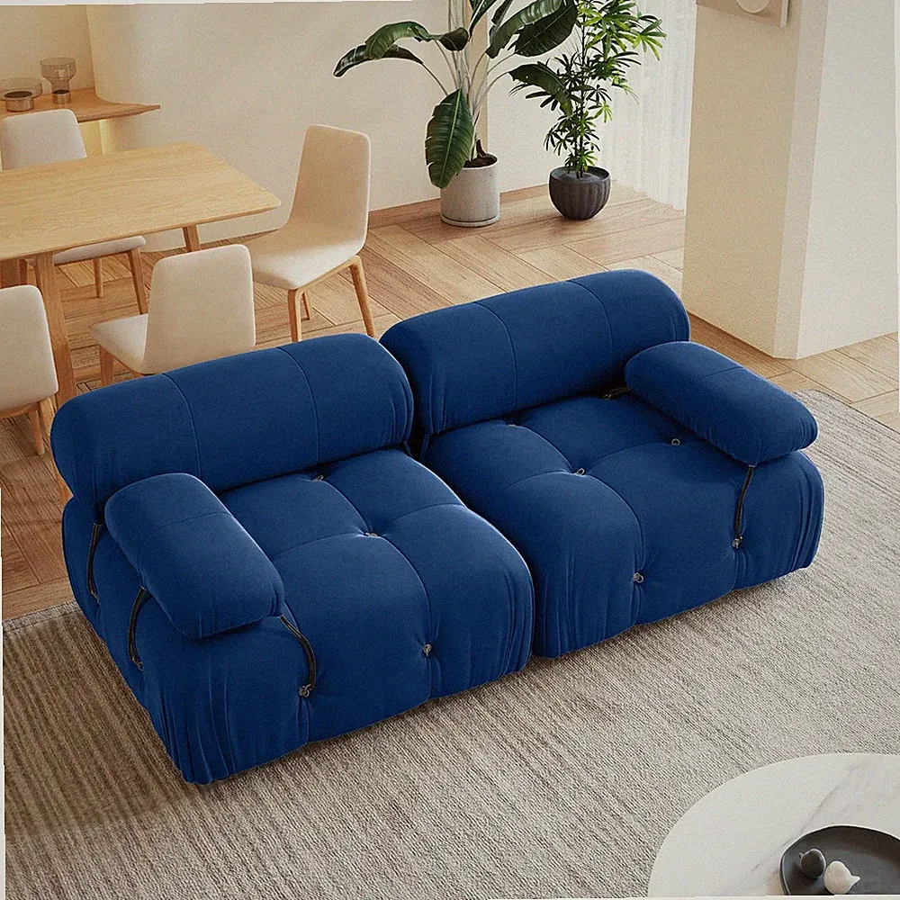 69'' Modular Sectional Sofa, Modern Luxury Velvet Loveseat Sofa, Minimalist Bubb