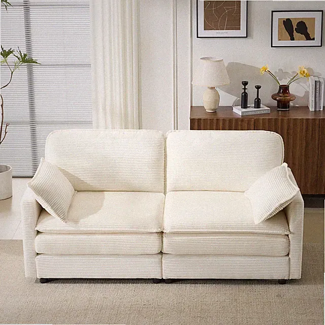 69" PLUSH CLOUD LOVESEAT: Modular 2-Seater Sectional Sofa with 22" Beige Cheni