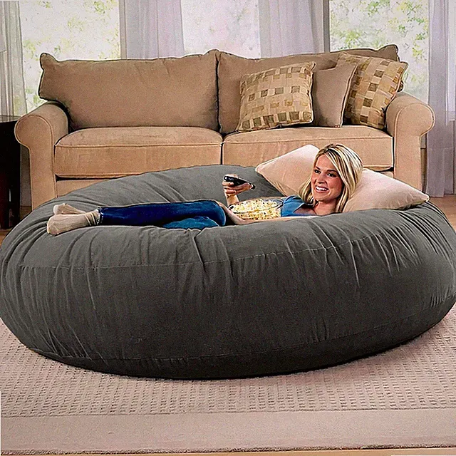 6ft Charcoal 2-in-1 Convertible Bean Bag Bed & Chair for Adults