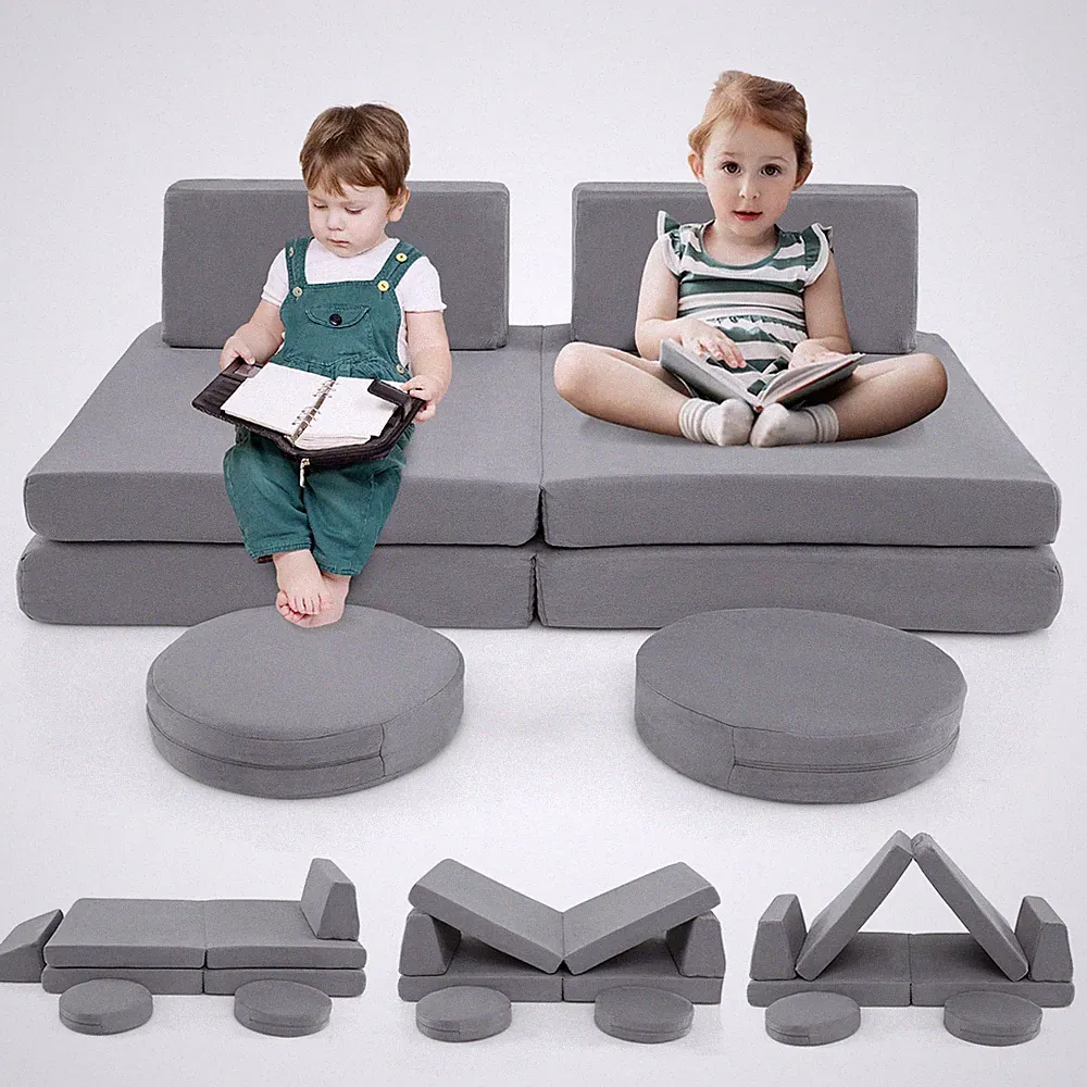 6PCS Modular Kids Foam Play Couch Set w/Washable Covers Sectional Play Sofa