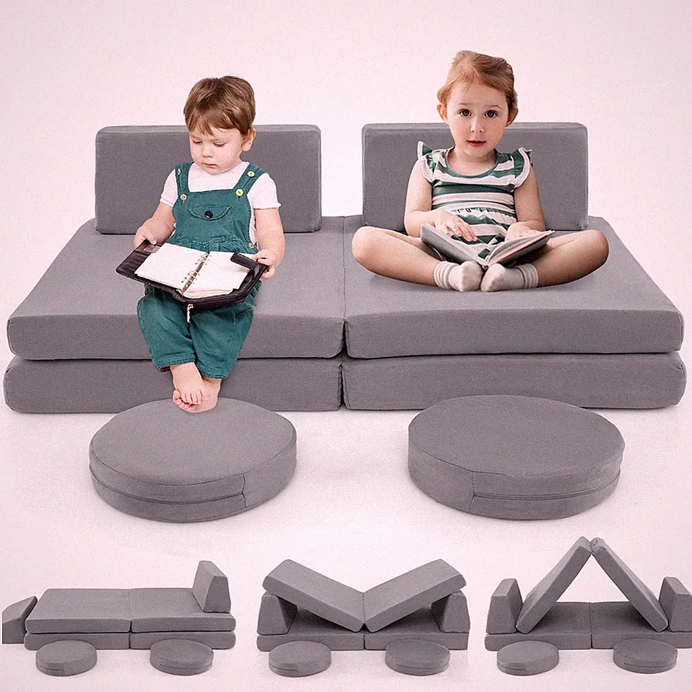 6PCS Modular Kids Foam Play Couch Set w/Washable Covers Sectional Play Sofa