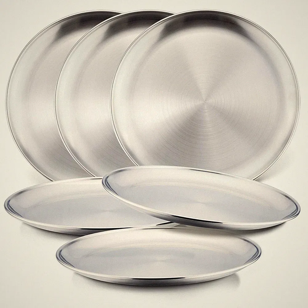 6Piece 18/8 Stainless Steel Plates, Metal 304 Dinner Dishes for Kids Toddlers...