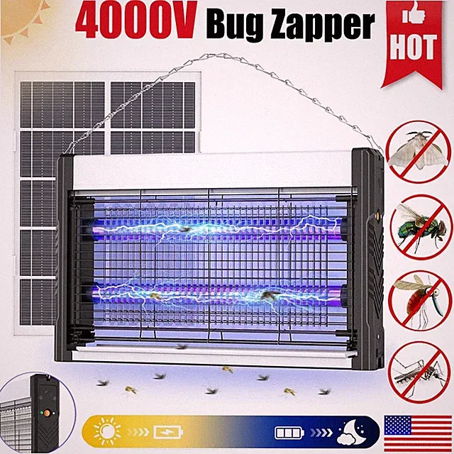 7.5W Solar Bug Zapper Outdoor, USB Rechargeable UV Mosquito Zapper，Solar Panel
