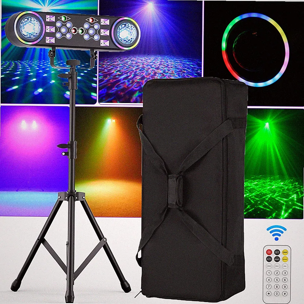 7-in-1 DJ Lights with Stand, Telbum Party Bar Light Mobile Stage Lighting w/Bag