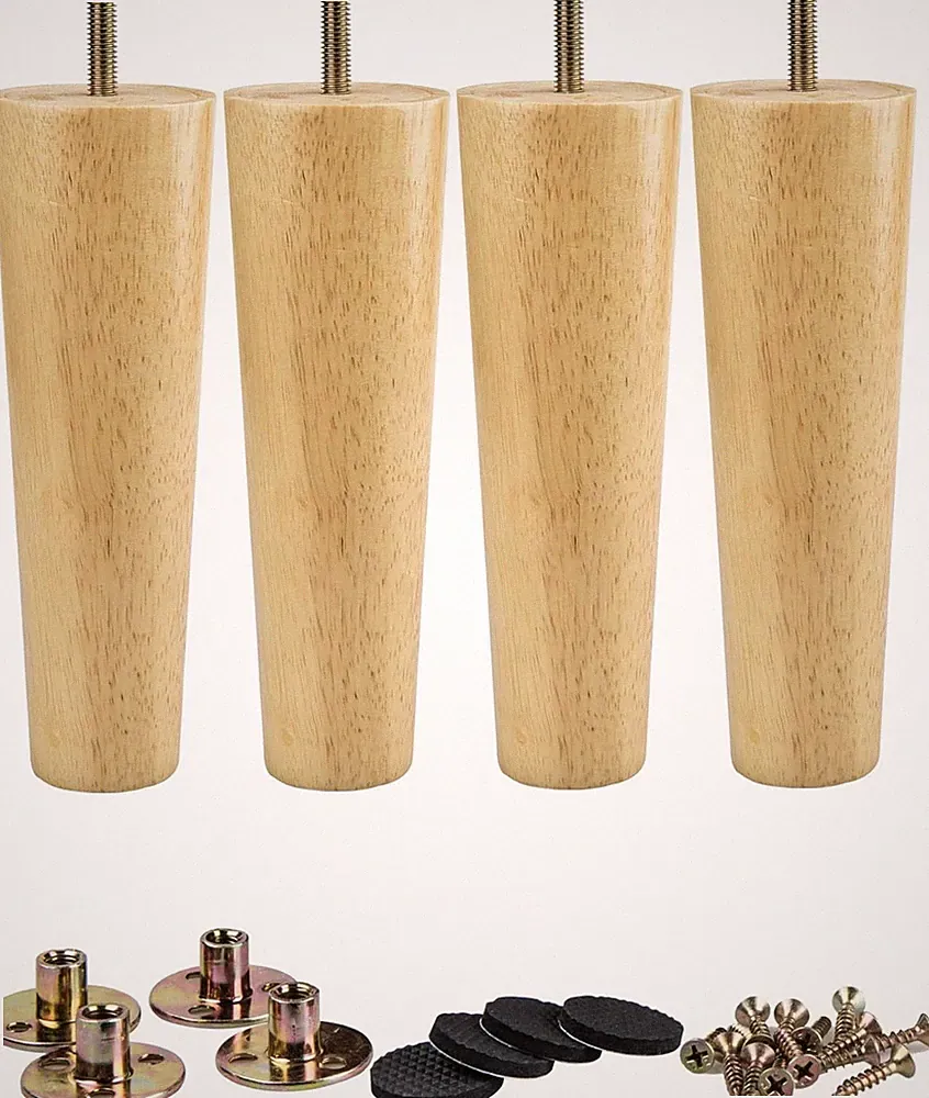 7 inch / 18cm Solid Wood Furniture Legs - Tapered Replacement Feet with 5/16 inc