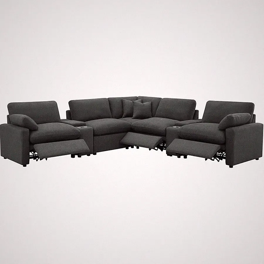 7 PC DARK GRAY POWER 3 RECLINER RECLINING WALL HUGGER SOFA SECTIONAL FURNITURE