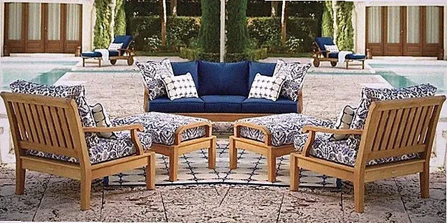 7 PC TEAK SOFA SET GARDEN OUTDOOR PATIO FURNITURE POOL DECK - SACK DINING SET NW