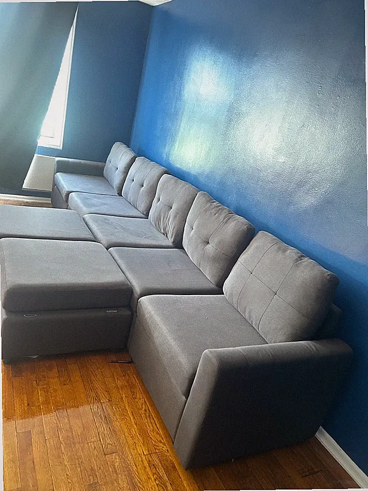 7 Piece Contemporay Sectional Sofa, Gray