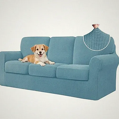 7 Piece Couch Covers Sofa Covers Washable, Stretch Sofa Large Smoky Blue