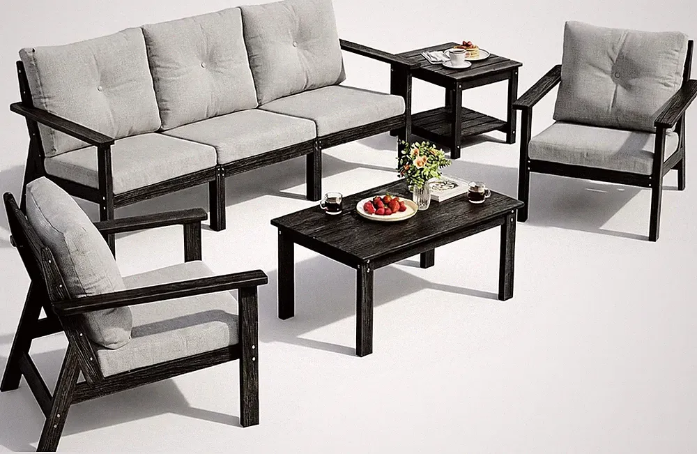 7-Piece HDPE Patio Furniture Set, Outdoor Sectional Sofa Set,All Weather Outdoor