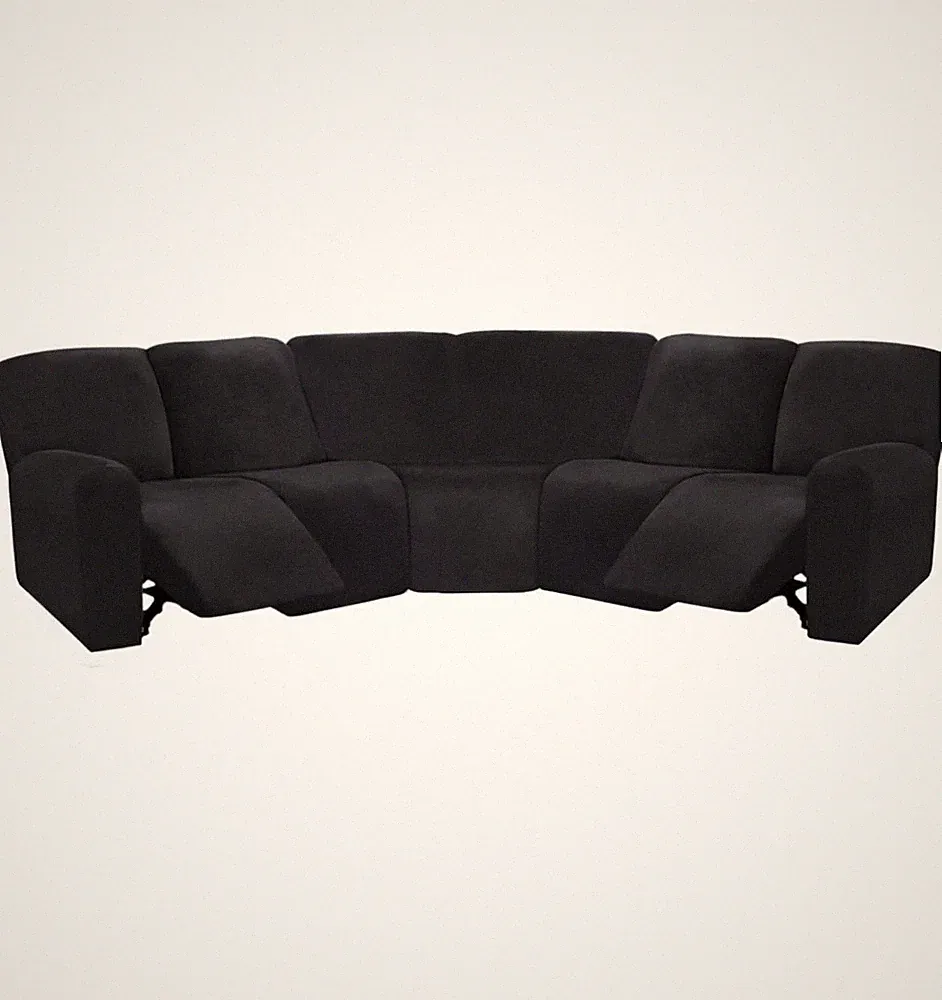 7-Piece L Shape Sectional Recliner Sofa Covers, Velvet Stretch Reclining Couch
