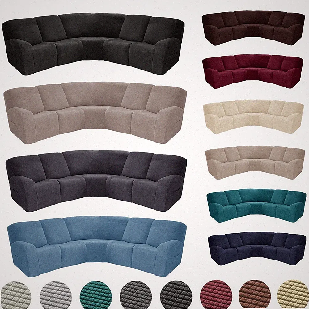 7-Piece L Shape Sectional Sofa Covers Stretch Jacquard Recliner Cover Slipcover