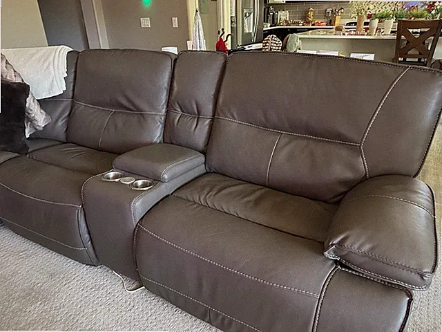 7 piece leather sectional sofa recliner gently used