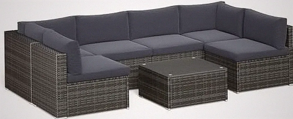 7-Piece Modular Outdoor Sectional Wicker Patio Furniture Set with Coffee Table f