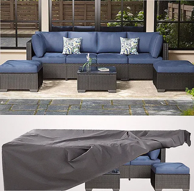 7 Piece Outdoor Patio Furniture Set, Outdoor Sectional Conversation Furniture Ch