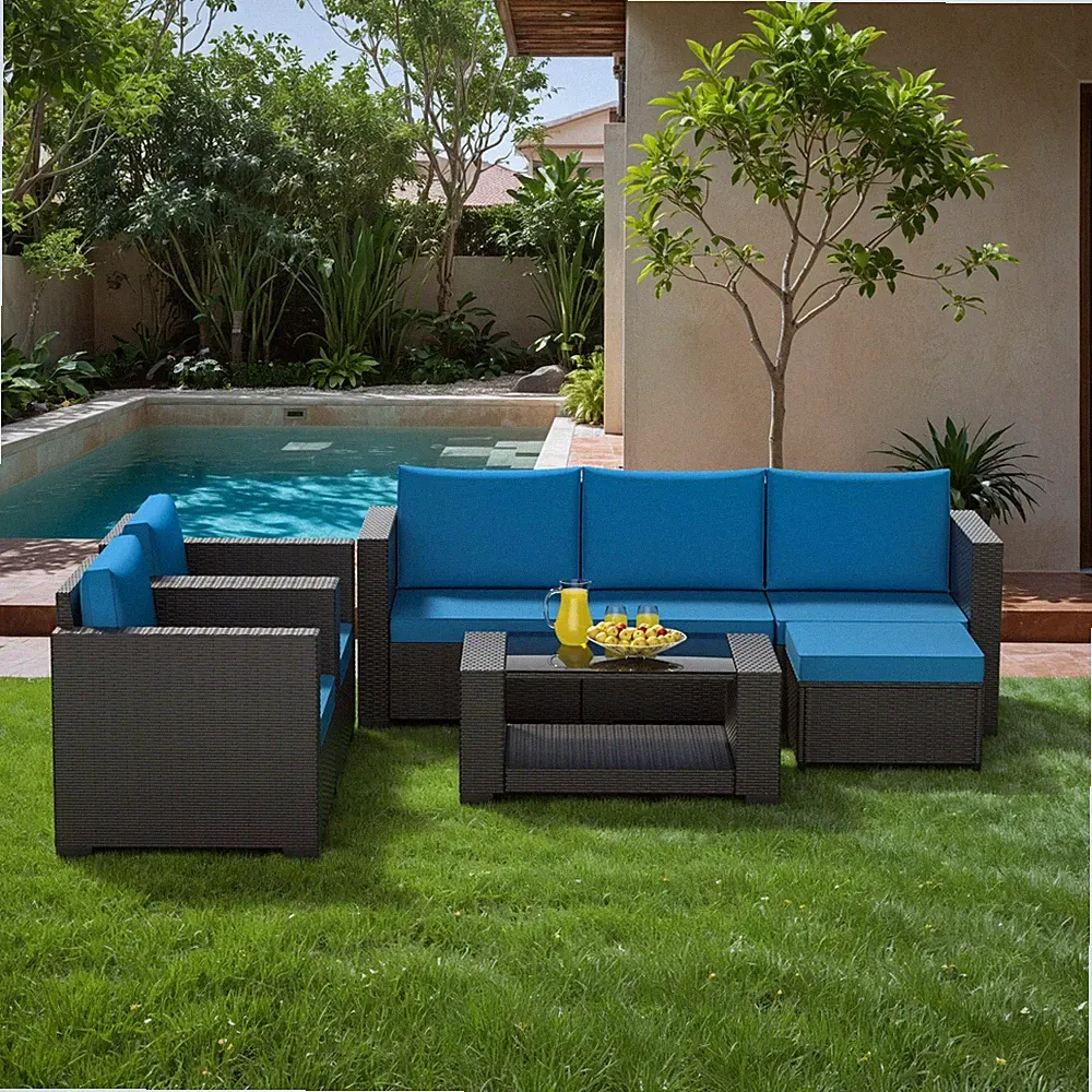 7-Piece Patio Furniture Set All-Weather Outdoor Conversation Sectional Sofa