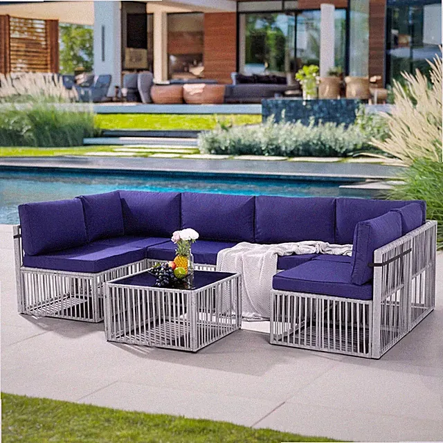 7-Piece Patio Furniture Set, Large Handwoven Wicker Outdoor Sectional Set with C