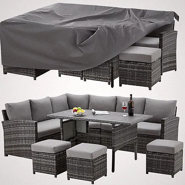 7 Piece Patio Wicker Set Sectional Rattan Sofa Conversation Outdoor Furniture