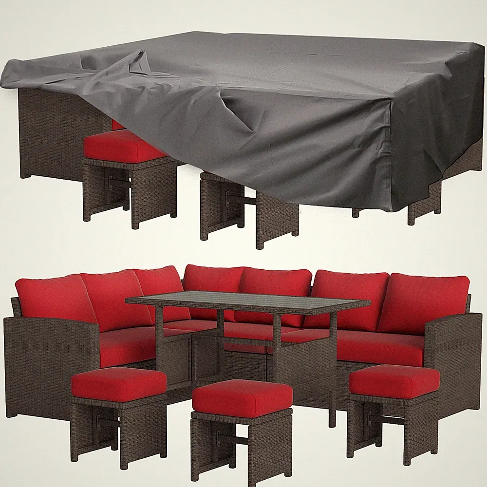 7 Piece Patio Wicker Set Sectional Rattan Sofa Conversation Outdoor Furniture