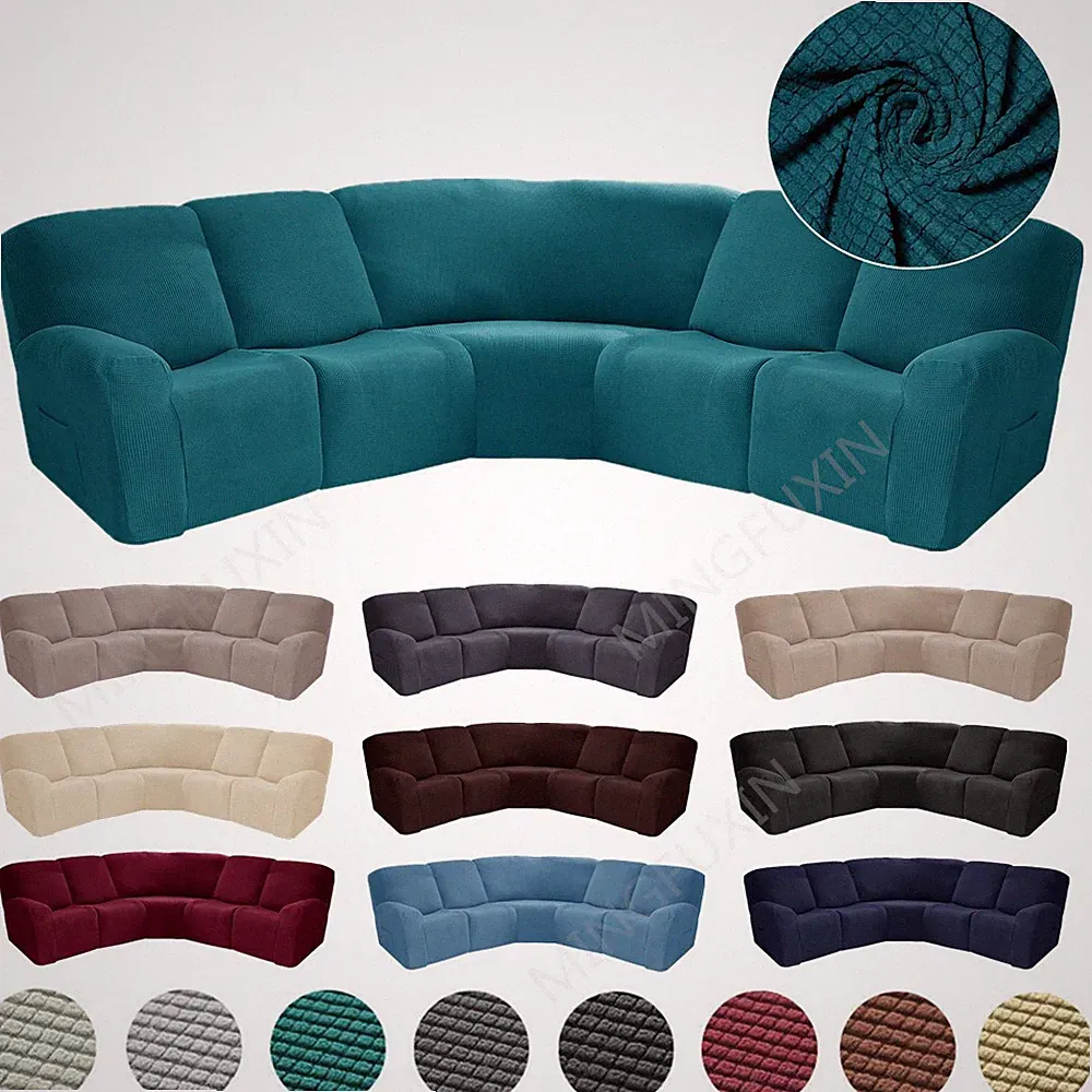7 Piece Stretch Sectional Sofa Covers 5 Seater Recliner L Shape Sofa Slipcovers