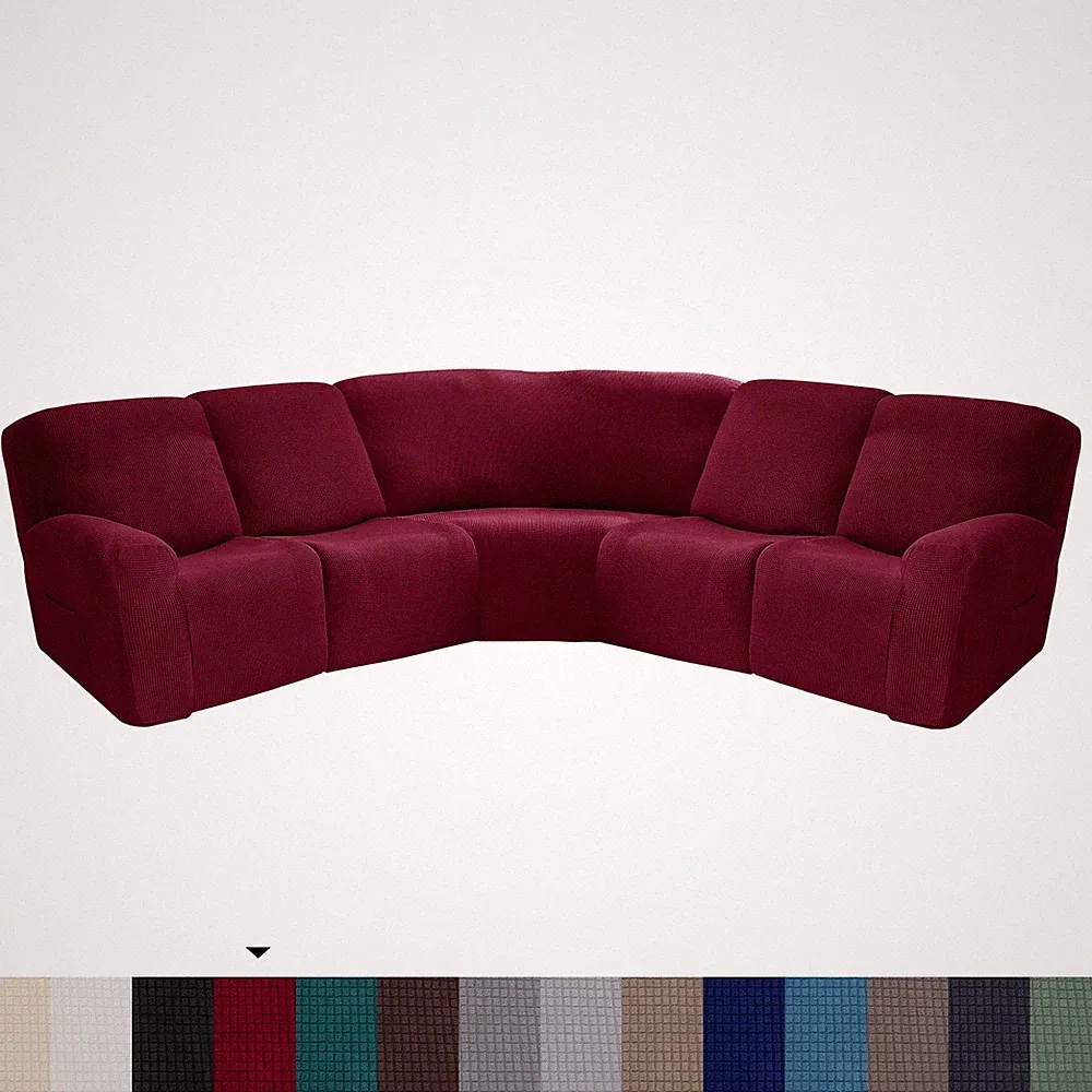 7 Piece Stretch Sectional Sofa Covers 5 Seater Recliner L Shape Sofa Slipcovers