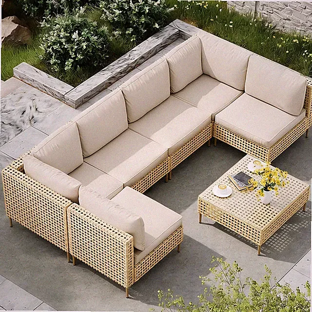 7-Piece Wicker Outdoor Patio Furniture Set, Modular Rattan Outdoor Furniture, Pa