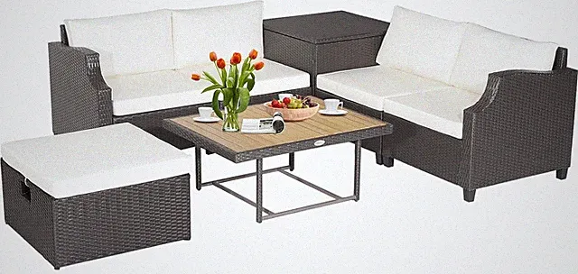 7-Piece Wicker Patio Sofa Set with Cushions for Outdoor Conversation