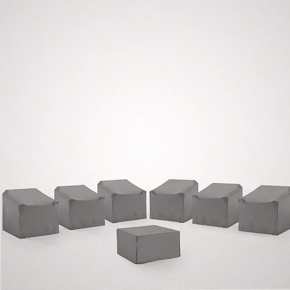 7-Pieces Gray Outdoor Sectional Furniture Cover Set