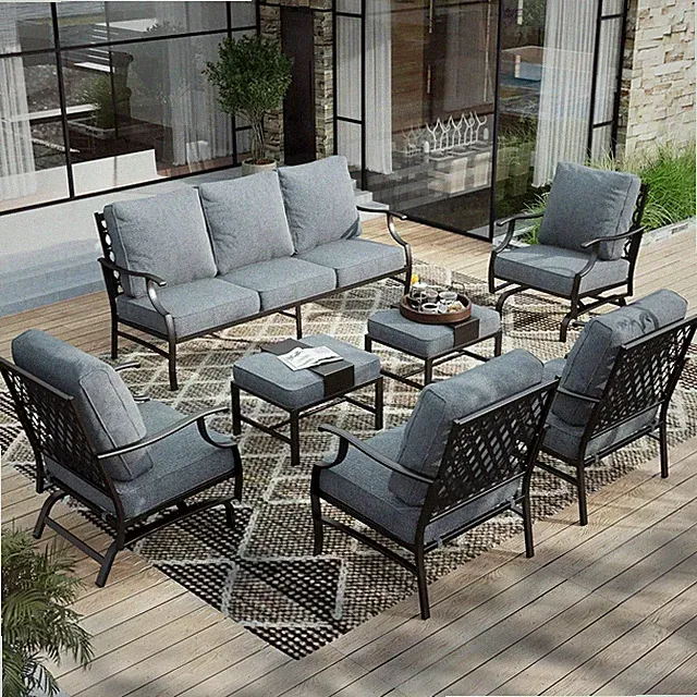 7-Pieces Patio Furniture Sets Outdoor Sectional Sofa Conversation Set for Lawn