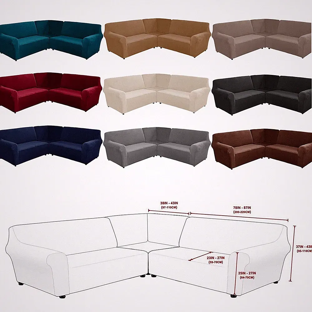 7 Seat L-Shaped Sectional Couch Slipcovers 3 Piece Corner Sofa Covers Multicolor