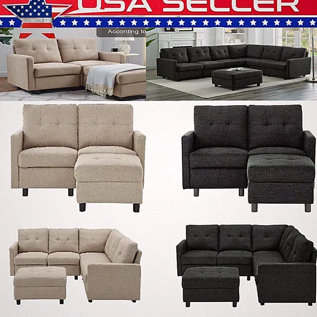 7 Seat Modern Modular Sectional Sofa Couch Fabric Upholstered Sofa Living Room
