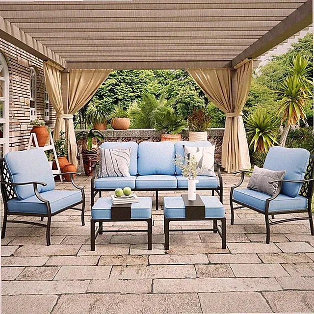 7 Seat Outdoor Sectional Sofa Patio Conversation Set for Backgard Porch Lawn