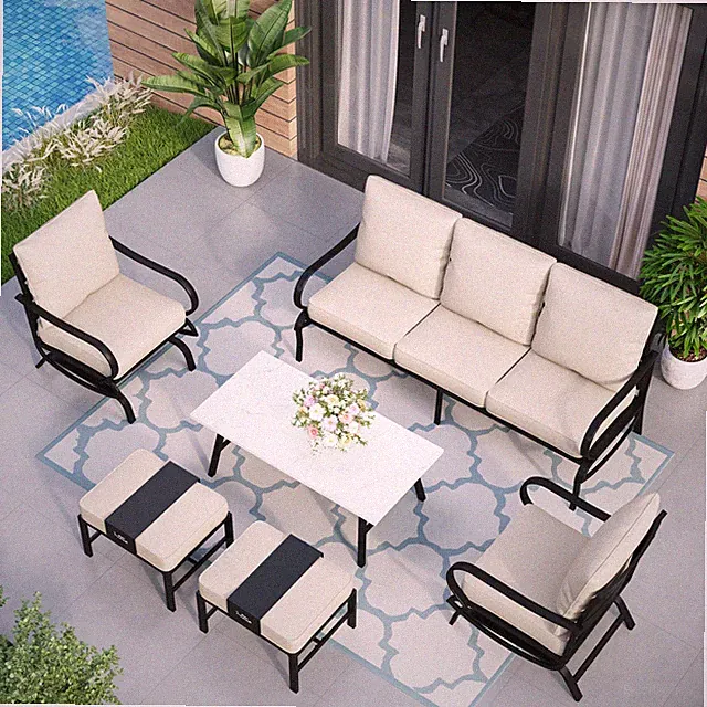7 Seat Patio Conversation Sofa Set Outdoor Sectional Sofa Rocking Sofa Chairs
