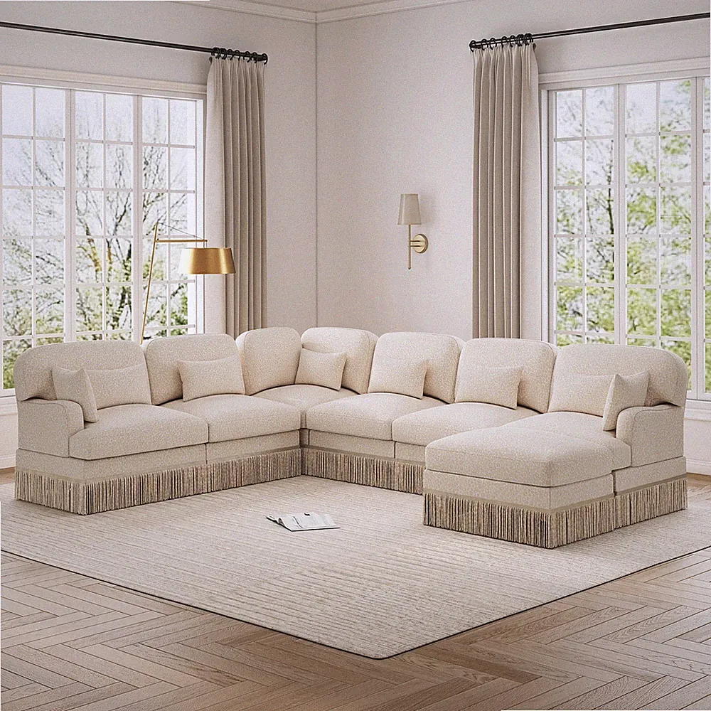 7-Seater High-Density Foam Chenille Modular Sectional Sofa
