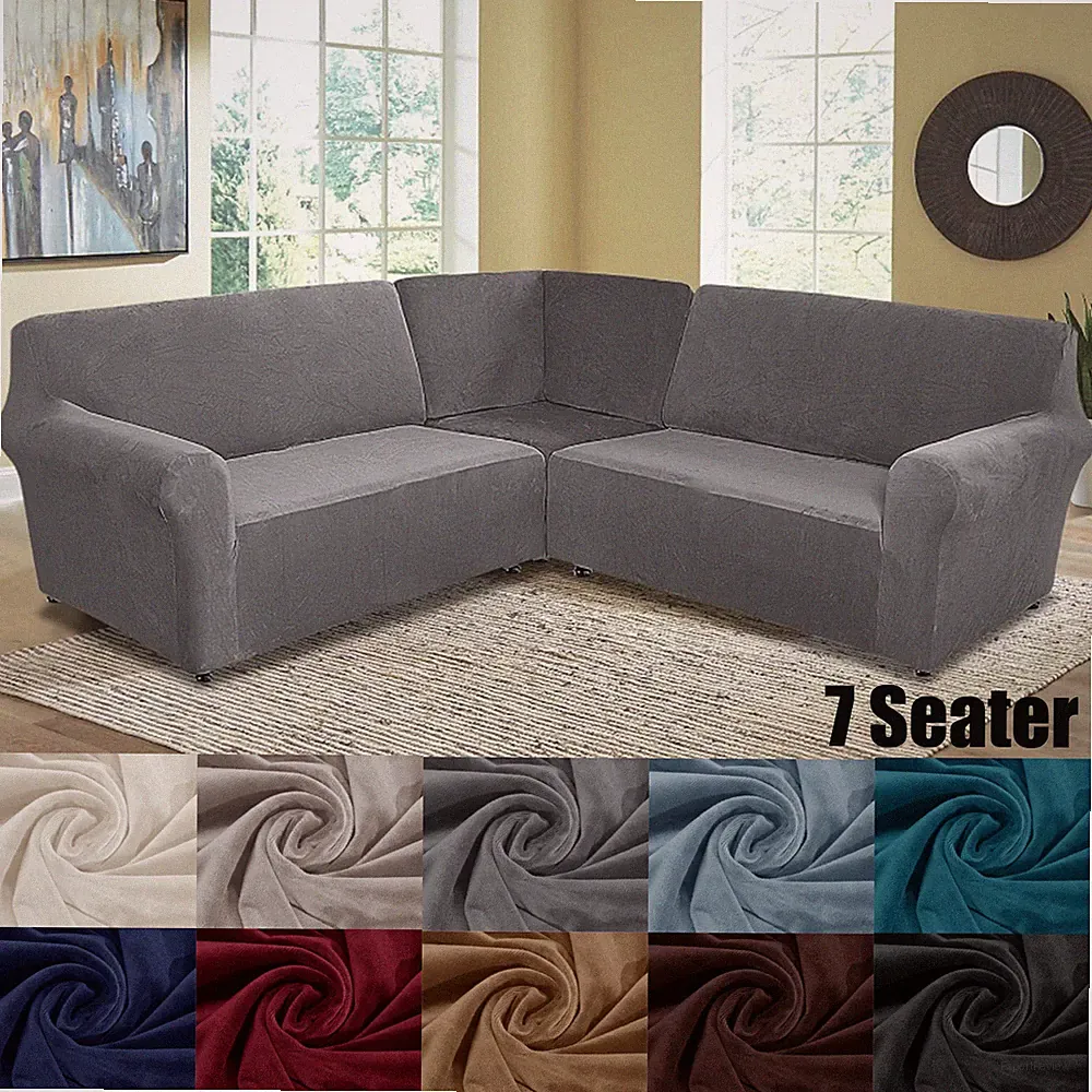 7 Seater L Shape Sofa Cover Velvet 3-Piece Corner Sectional Couch Sofa Slipcover