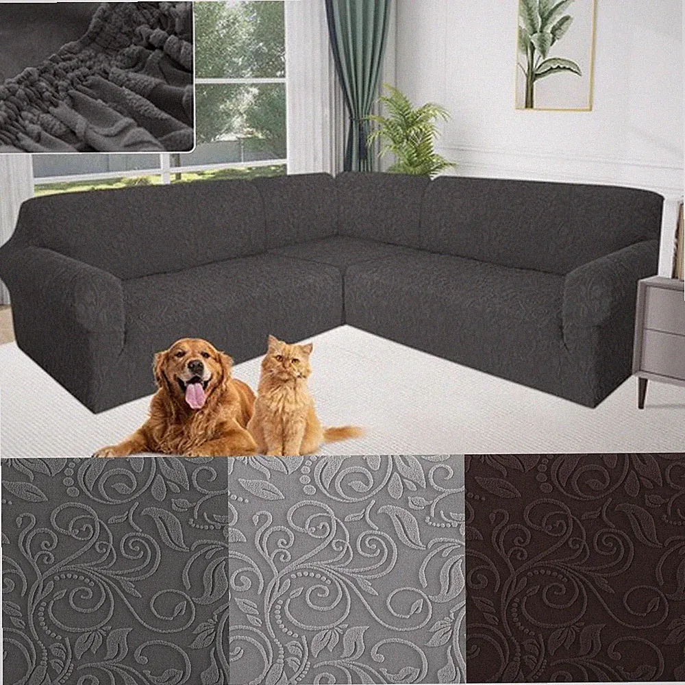 7-Seater Stretch Couch Covers for Sectional Corner Jacquard L Shaped Sofa Covers