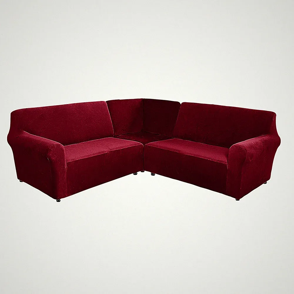 7 Seater Velvet L Shape Sofa Covers 3-Piece Sectional Sofa Couch Slipcovers