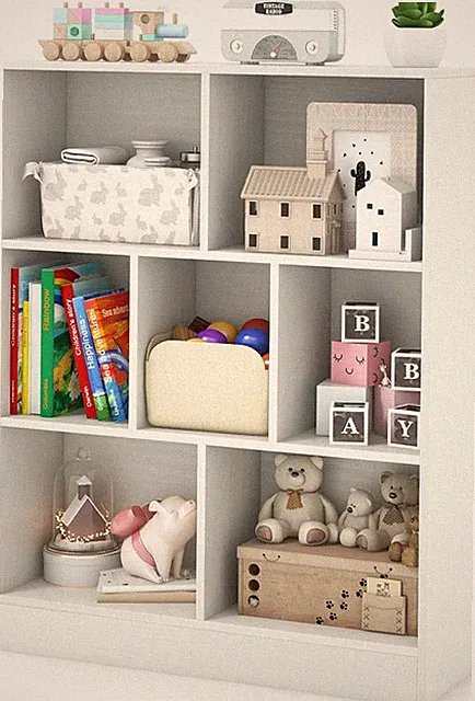 7-Section Kids Toy Storage Organizer & Bookshelf for Playroom & Nursery