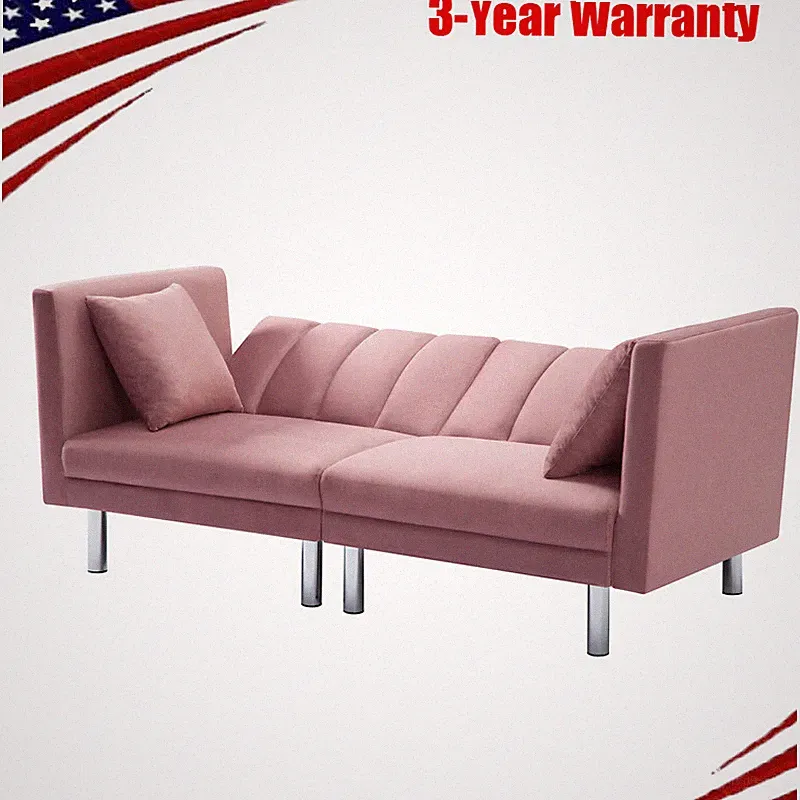 70.8” Futon Converted Sofa Bed Sleeper Velvet Upholstered adjustable split back