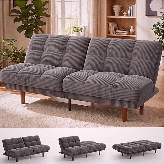 70" Convertible Futon Sofa Bed Small Recliner Sleeper Sofa