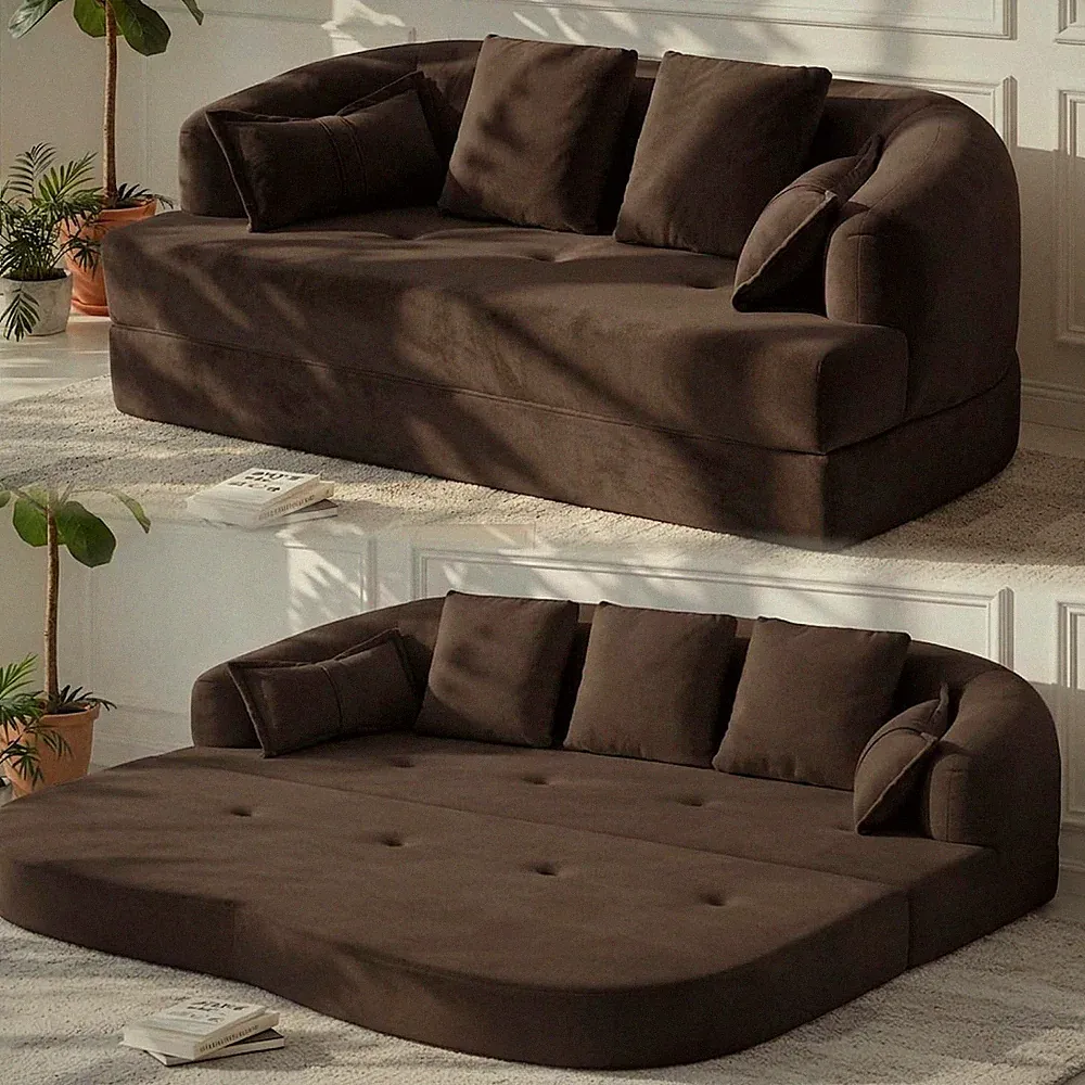 70" Convertible Sofa Bed Chenille Boneless Comfortable Sleeper Futon