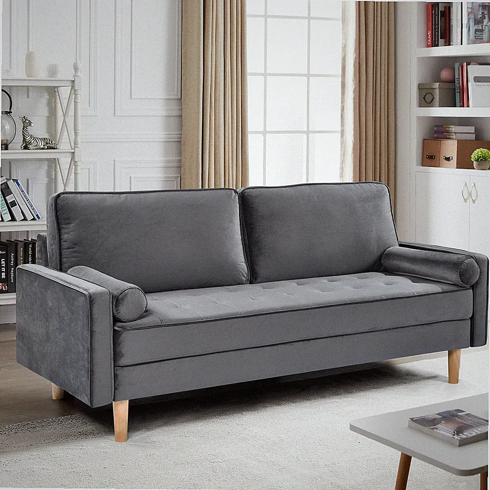 70" Modern Gray Sofa Couches For Living Room Apartment Small Space Clearance New