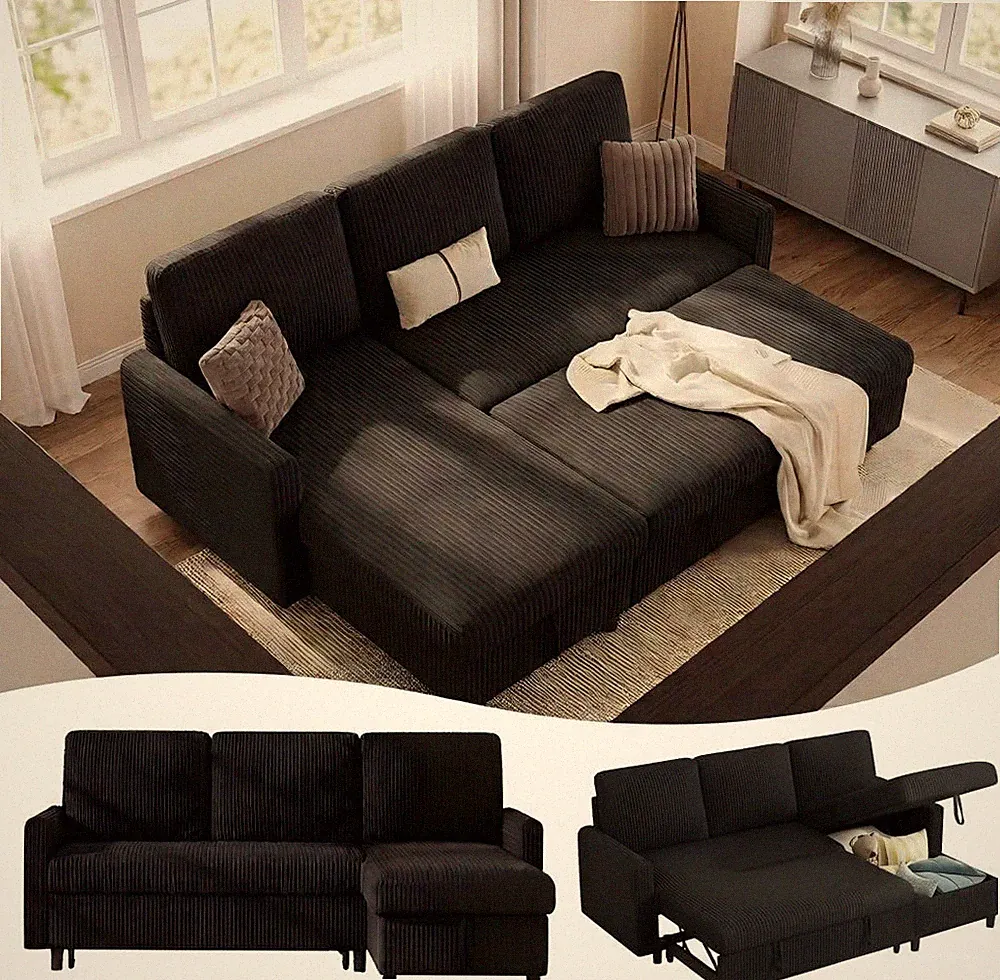 70'' Sleeper Sofa Bed with Storage, Convertible Pull Out Couch Futon for Living