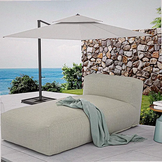70in Outdoor Chaise Lounge Chair, Water-Resistant, Light Green, Foam Filled